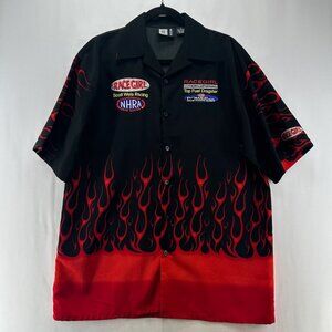 Moon NHRA Shirt Mens S Flam Powerade Race Girl International Button Up Black Red